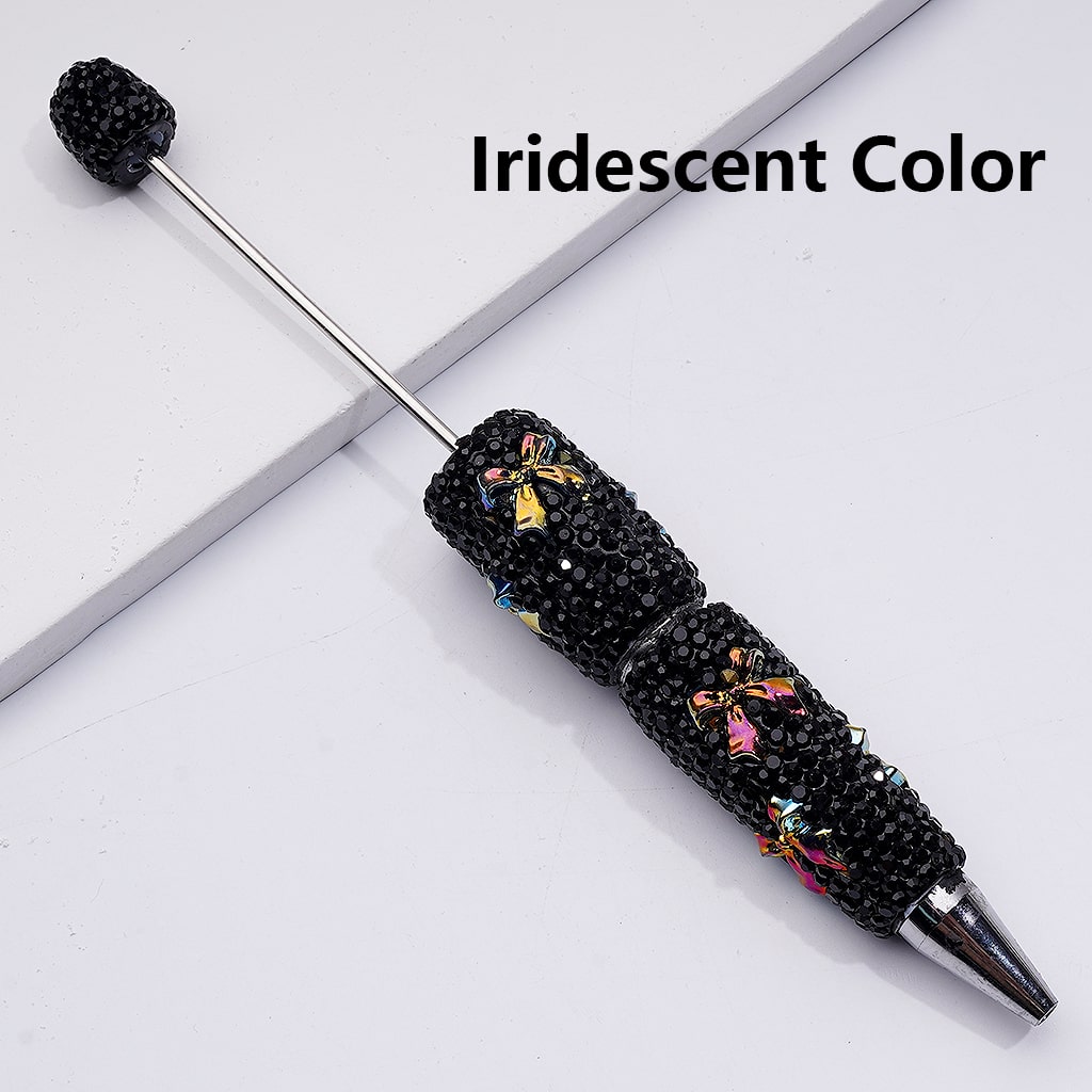 UV Coating Shiny Bowknots Black Rhinestones Beadable Clay Pens