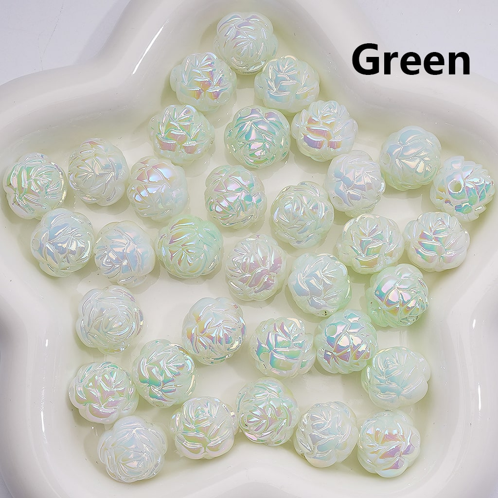 UV Coating Luminous Cute Rose Flower Acrylic Bead, 16MM (Single Color is available for 200pcs(Whole bag))
