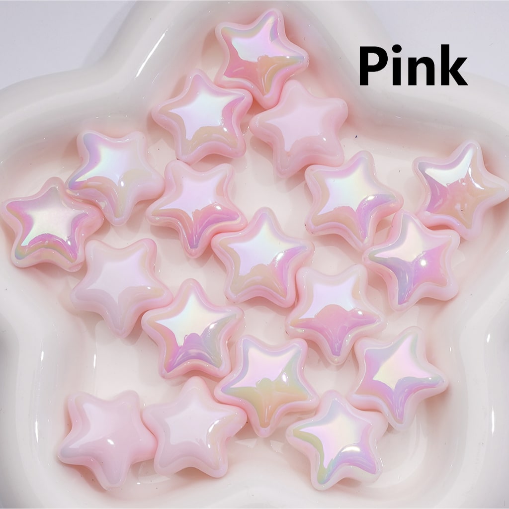 UV Coating Luminous Cute Five-pointed Star Acrylic Beads, 23MM (Single Color is available for 200pcs(Whole bag))