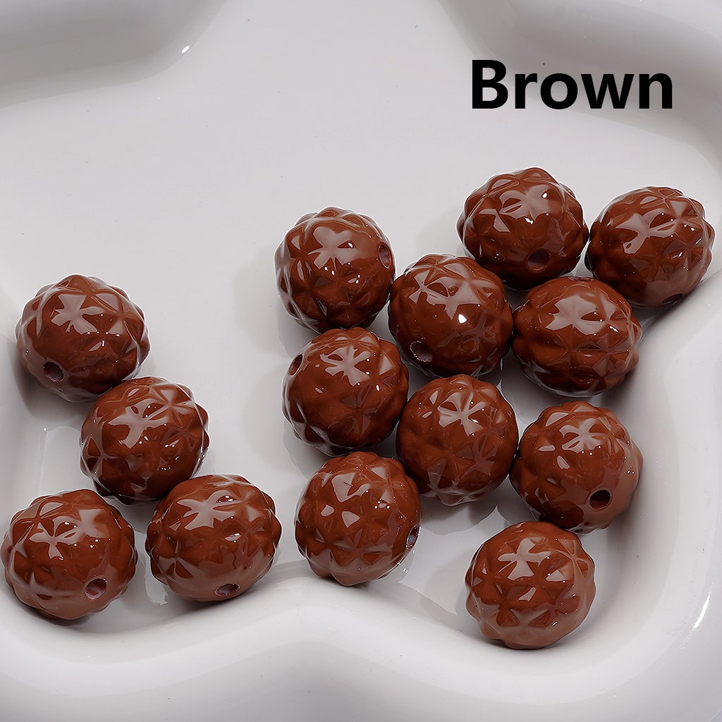 Solid Color Stoving Varnish Waxberry Acrylic Beads, 17MM