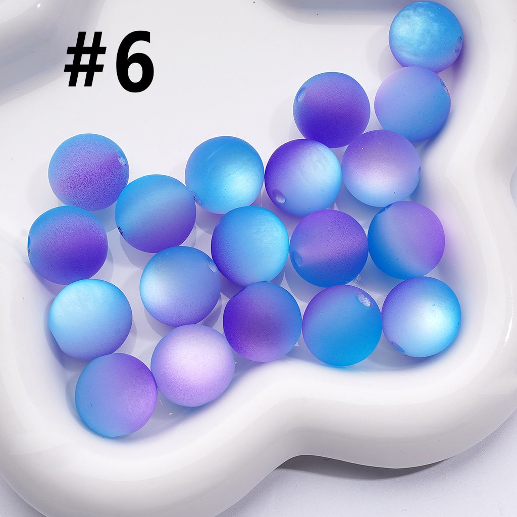 Double Color Cat Eye Style Frosted Round Acrylic Beads, 16MM