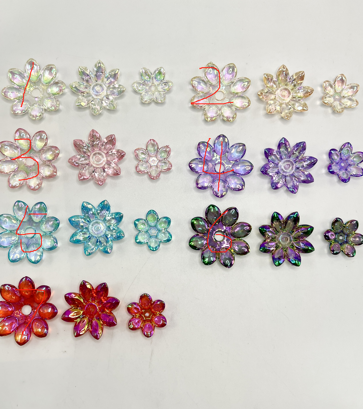 Bling Bling Shiny Translucent Colorful Lotus Flower Acrylic Beads, Around 23MM-37MM