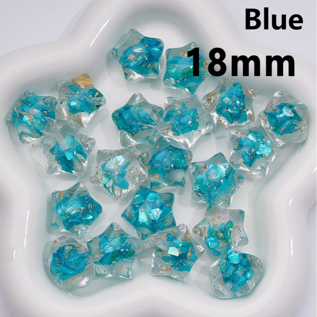 Multi-Color Shells Gold Foil Paper Inside Clear Star Acrylic Beads, 18MM (Single Color is available for 200pcs(Whole bag))