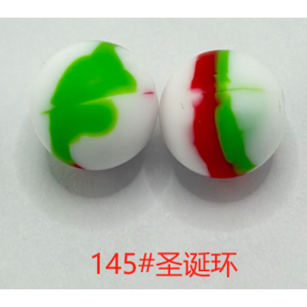 Multicolor Printed Silicone Beads with Swirls, Abstract Marble Pattern, 15mm