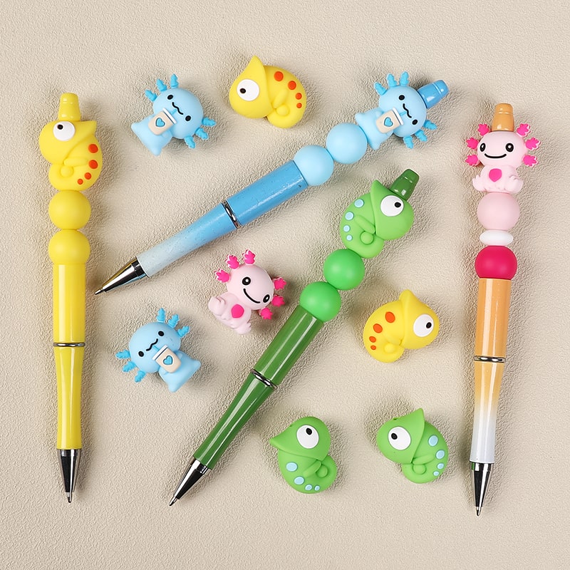 Silicone Focal Beads 3D Cute Axolotl Chameleon