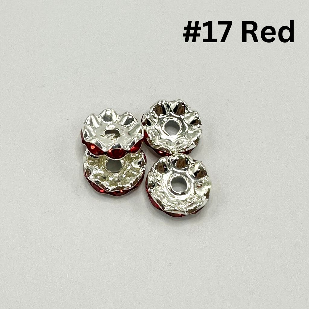 Crimp Beads, Metal Wavy Shape Spacers with Rhinestones in Solid Colors, 10mm