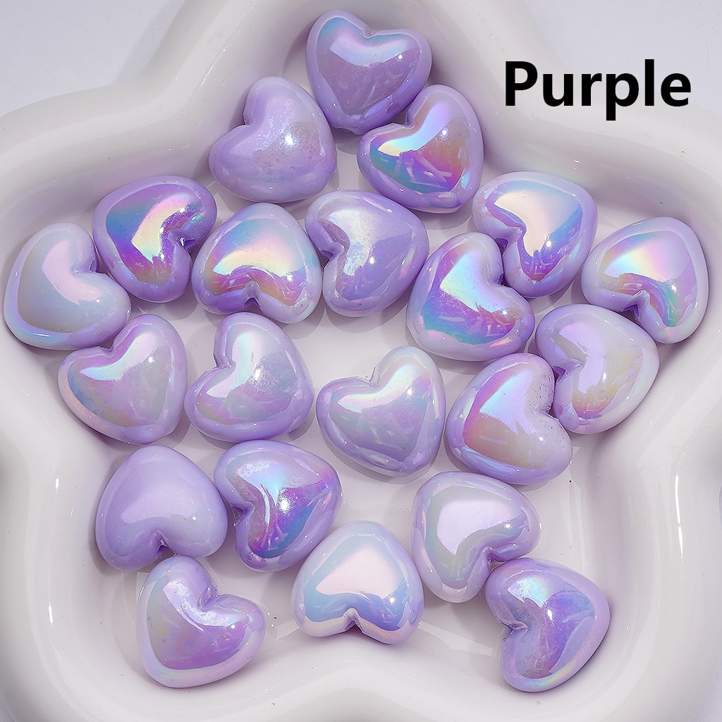 UV Coating Luminous Hearts Acrylic Beads, 22*19MM (Single Color is available for 200pcs(Whole bag))