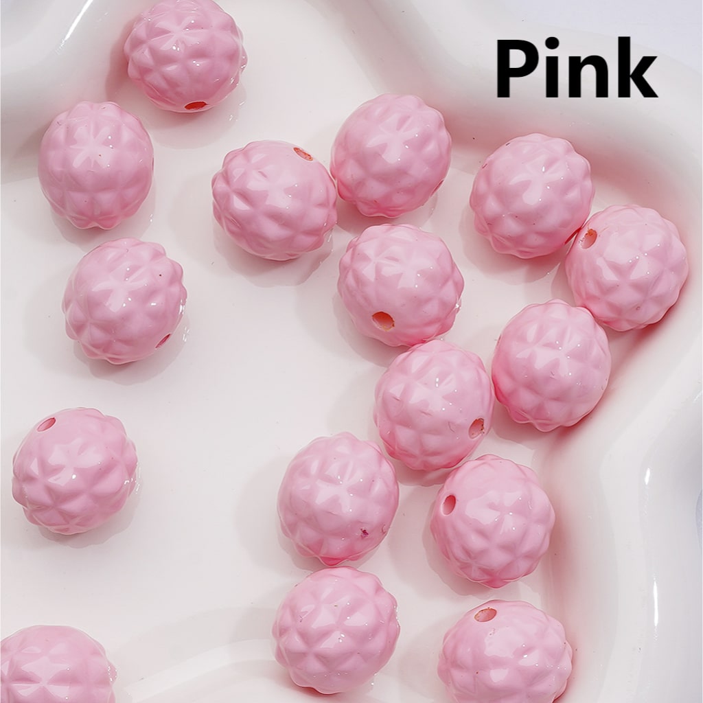 Solid Color Stoving Varnish Waxberry Acrylic Beads, 17MM