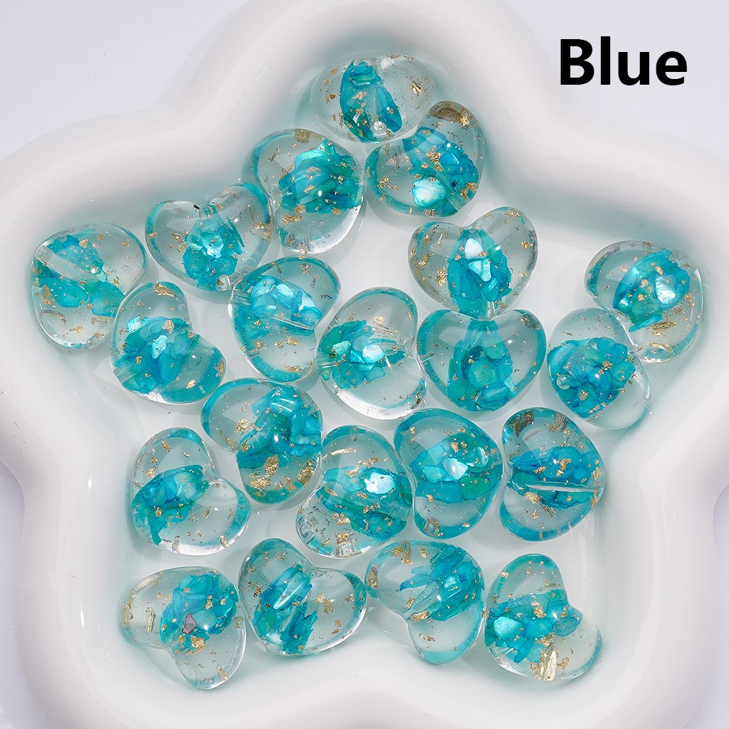 Multi-Color Shells Gold Foil Paper Inside Clear Heart Acrylic Beads, 20MM (Single Color is available for 200pcs(Whole bag))