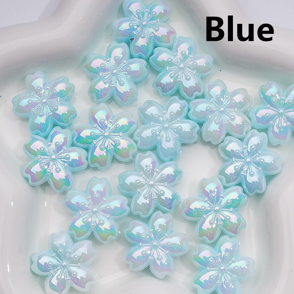 UV Coating Luminous Cute Five-petaled Flowers Acrylic Beads,24MM (Single Color is available for 200pcs(Whole bag))