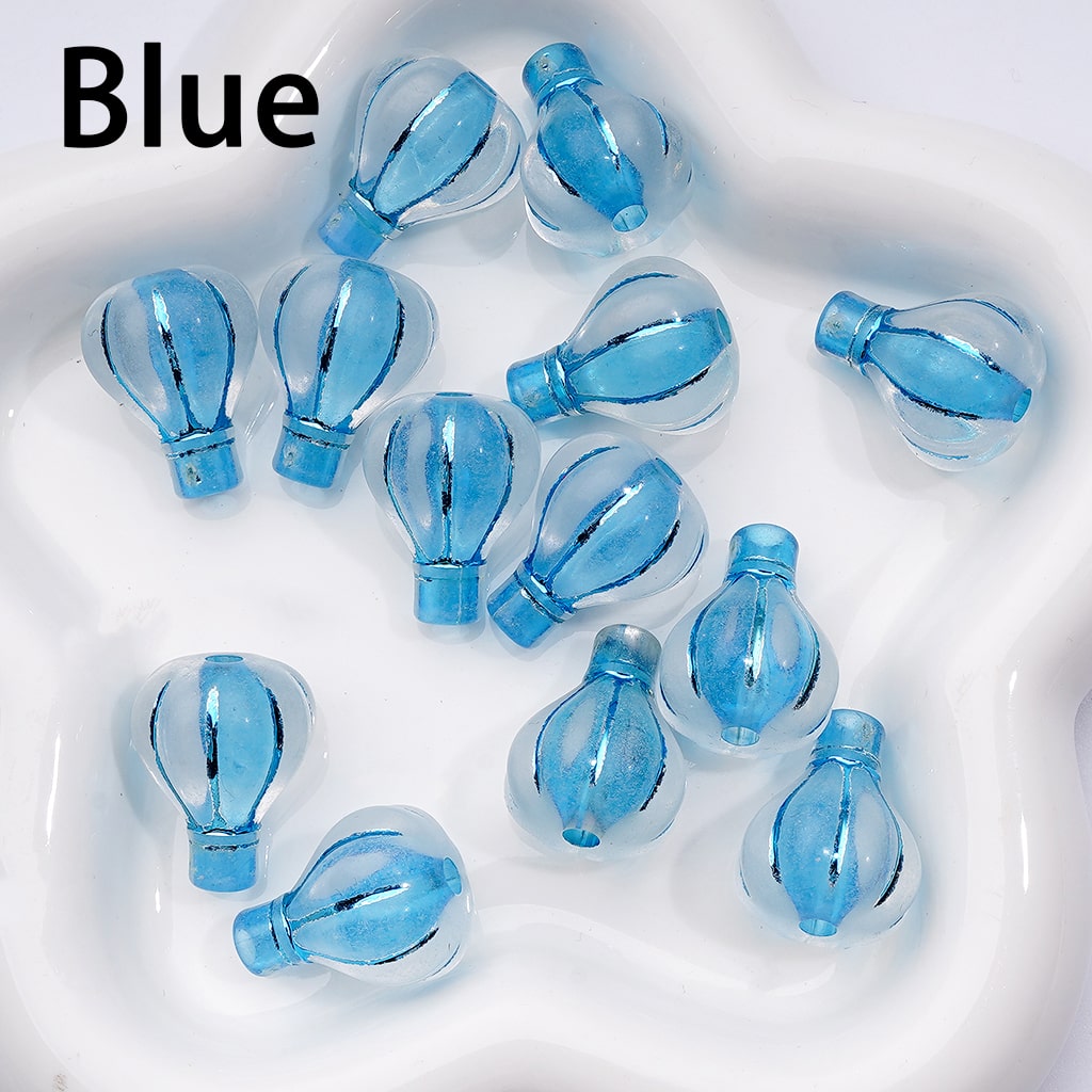 Multi-Color Shiny Stripes Coated Clear Hot Balloon Shape Acrylic Beads, Around 24*19MM, Random Mix