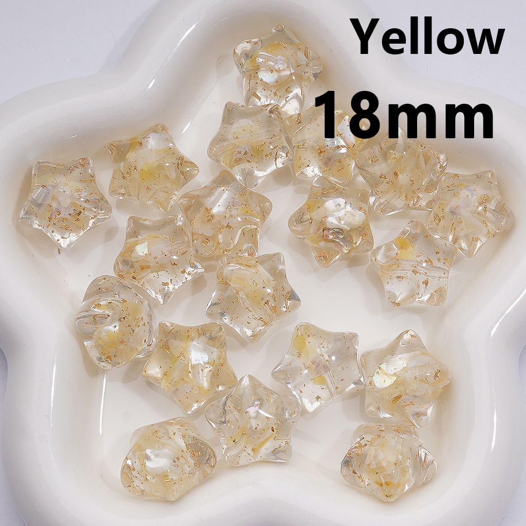 Multi-Color Shells Gold Foil Paper Inside Clear Star Acrylic Beads, 18MM (Single Color is available for 200pcs(Whole bag))