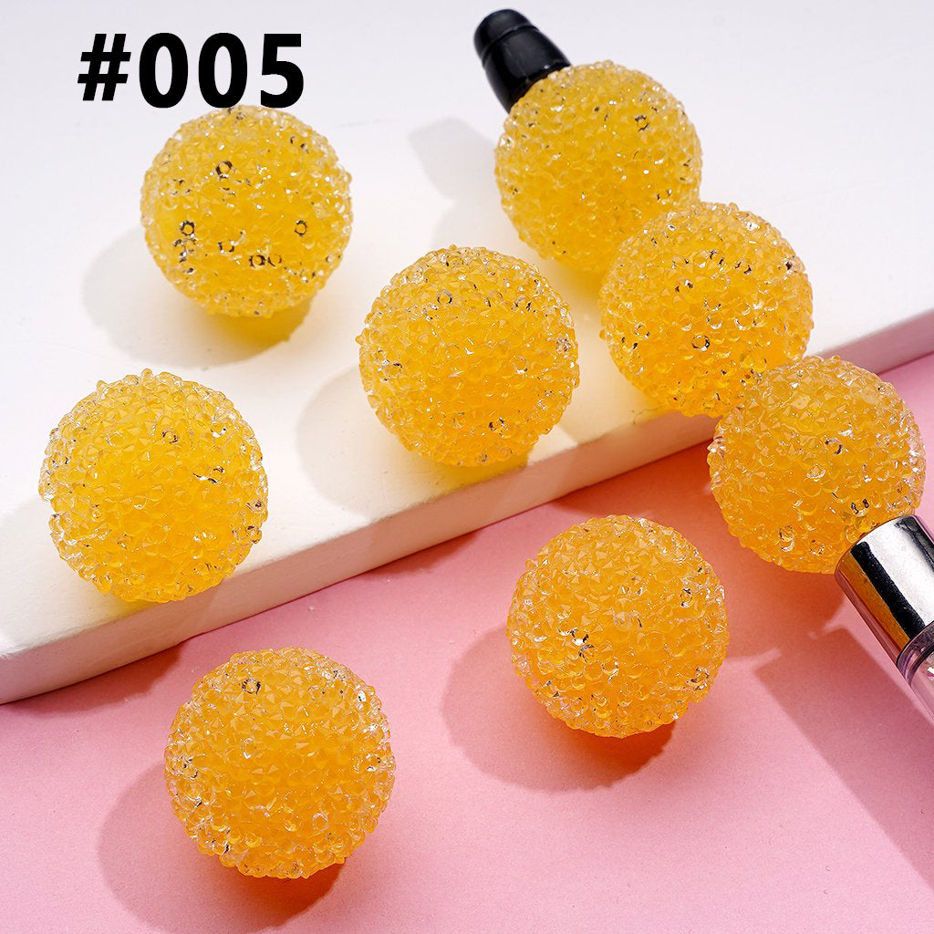Hard Sugar Beads in Solid Colors Clear Rhinestones Candy Round 20mm
