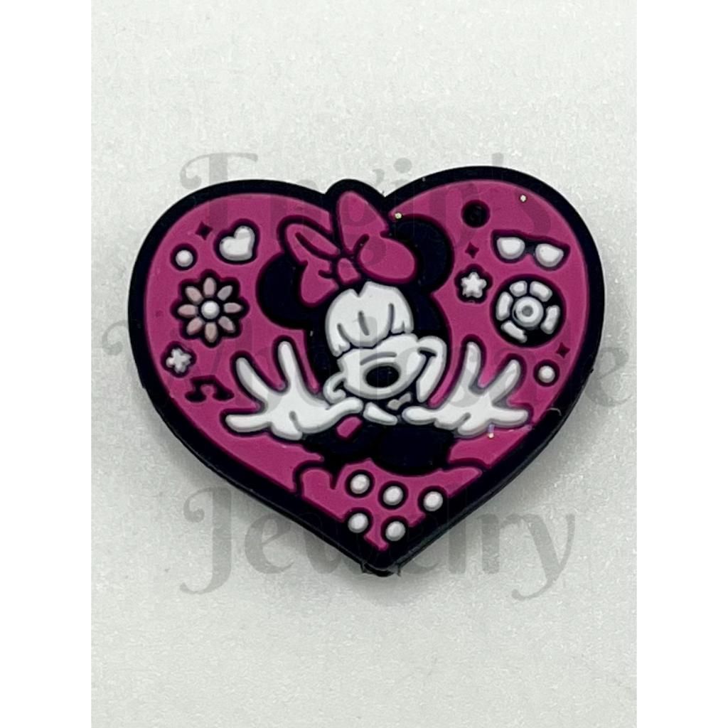 Pink Heart Shaped Girl Mickyy Mouse Silicone Focal Beads