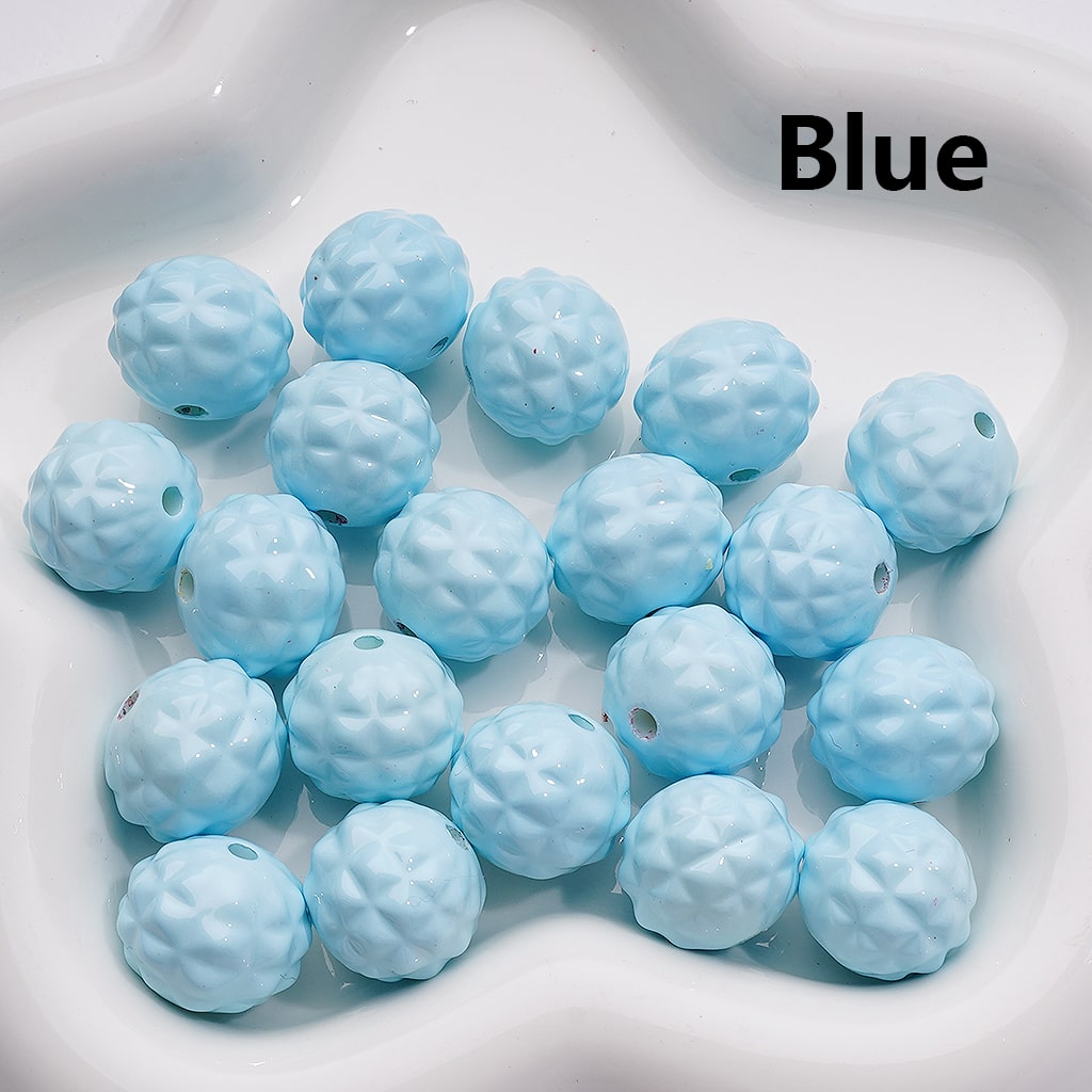Solid Color Stoving Varnish Waxberry Acrylic Beads, 17MM