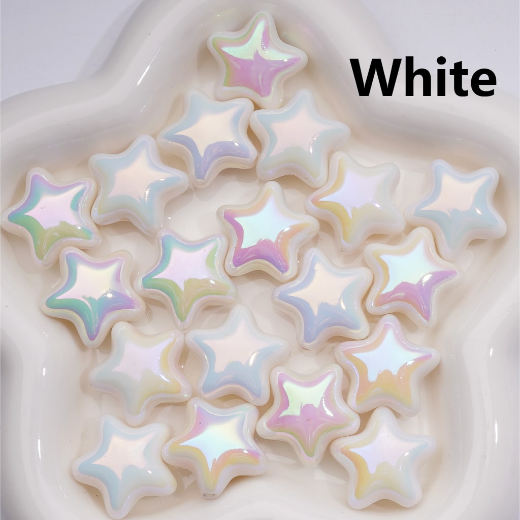 UV Coating Luminous Cute Five-pointed Star Acrylic Beads, 23MM (Single Color is available for 200pcs(Whole bag))