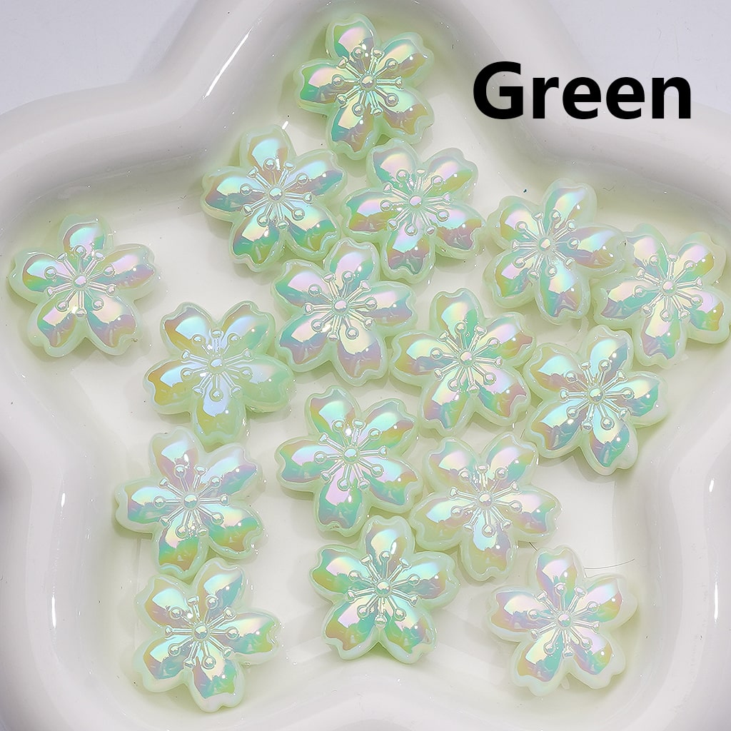 UV Coating Luminous Cute Five-petaled Flowers Acrylic Beads,24MM (Single Color is available for 200pcs(Whole bag))