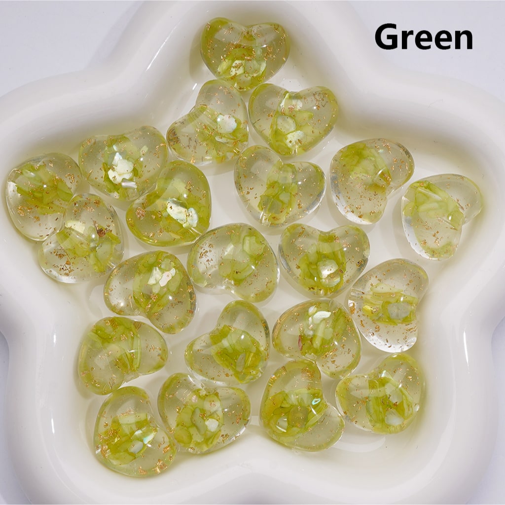 Multi-Color Shells Gold Foil Paper Inside Clear Heart Acrylic Beads, 20MM (Single Color is available for 200pcs(Whole bag))