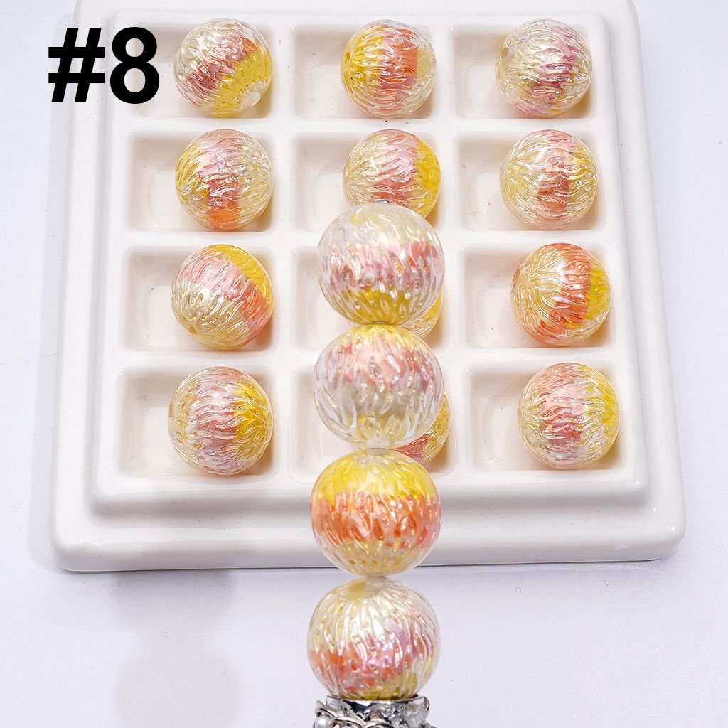 Shiny Trichromatic Cracks Inside Round Acrylic Beads, 16MM