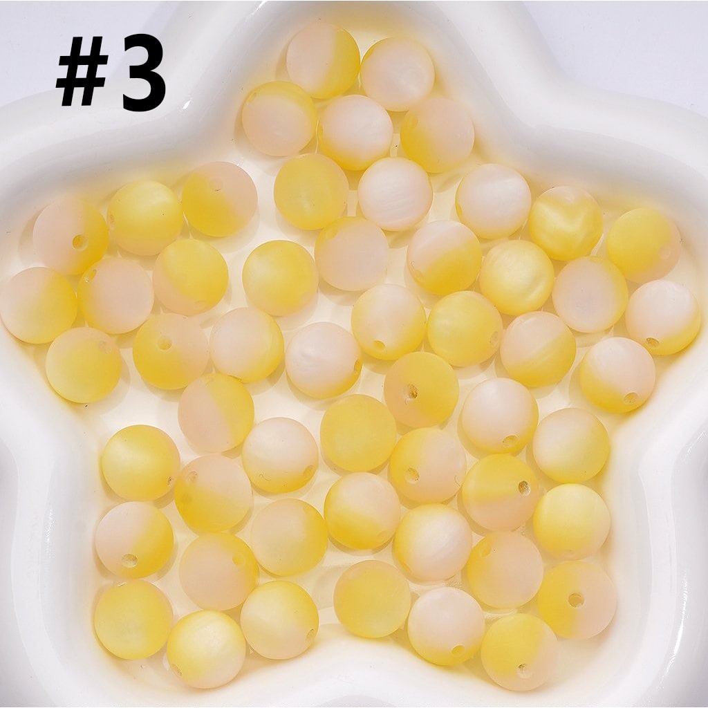 Cute Double Color Cat Eye Style Frosted Matte Round Acrylic Beads, 12MM