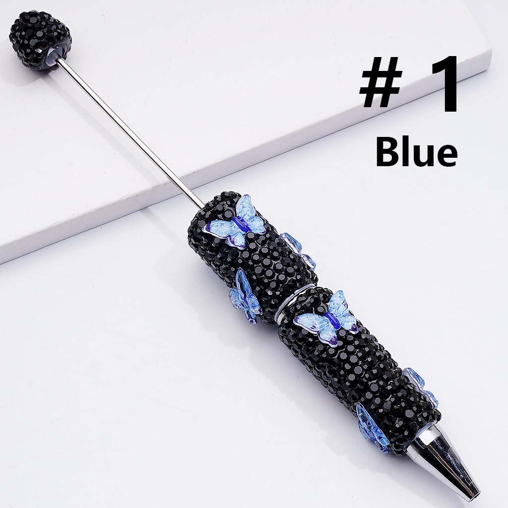Double Color Butterfly Black Rhinestones Beadable Clay Pens