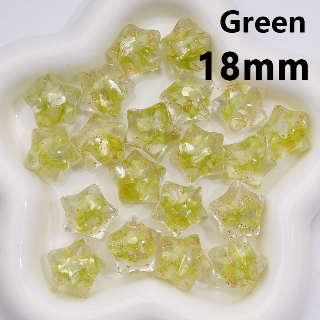 Multi-Color Shells Gold Foil Paper Inside Clear Star Acrylic Beads, 18MM (Single Color is available for 200pcs(Whole bag))