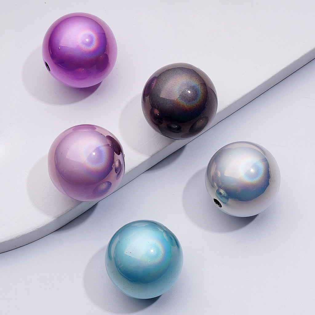 Glossy Metallic Acrylic Beads, 20mm, with Special Coating for High End Extra Reflection, Random Mix Color