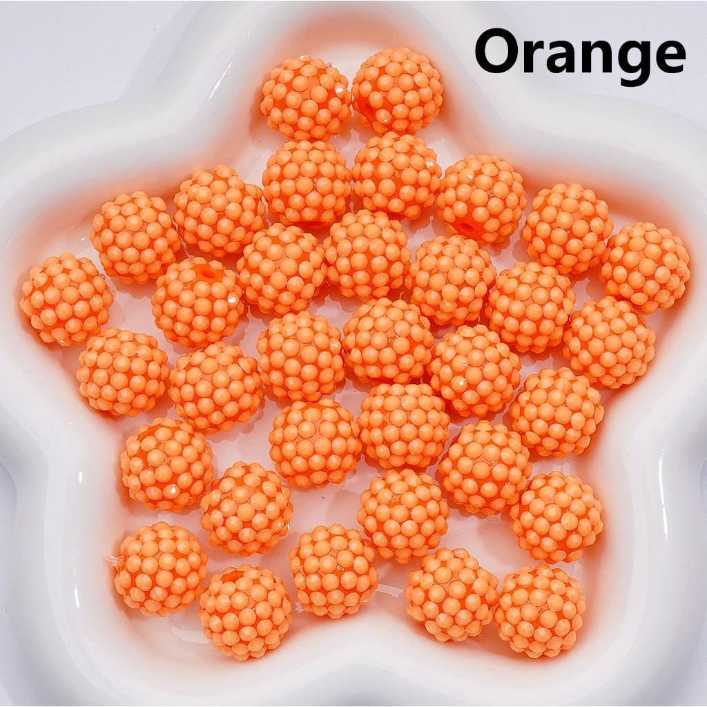 Solid Color Rhinestones Waxberry Ball Round Acrylic Beads, 16MM