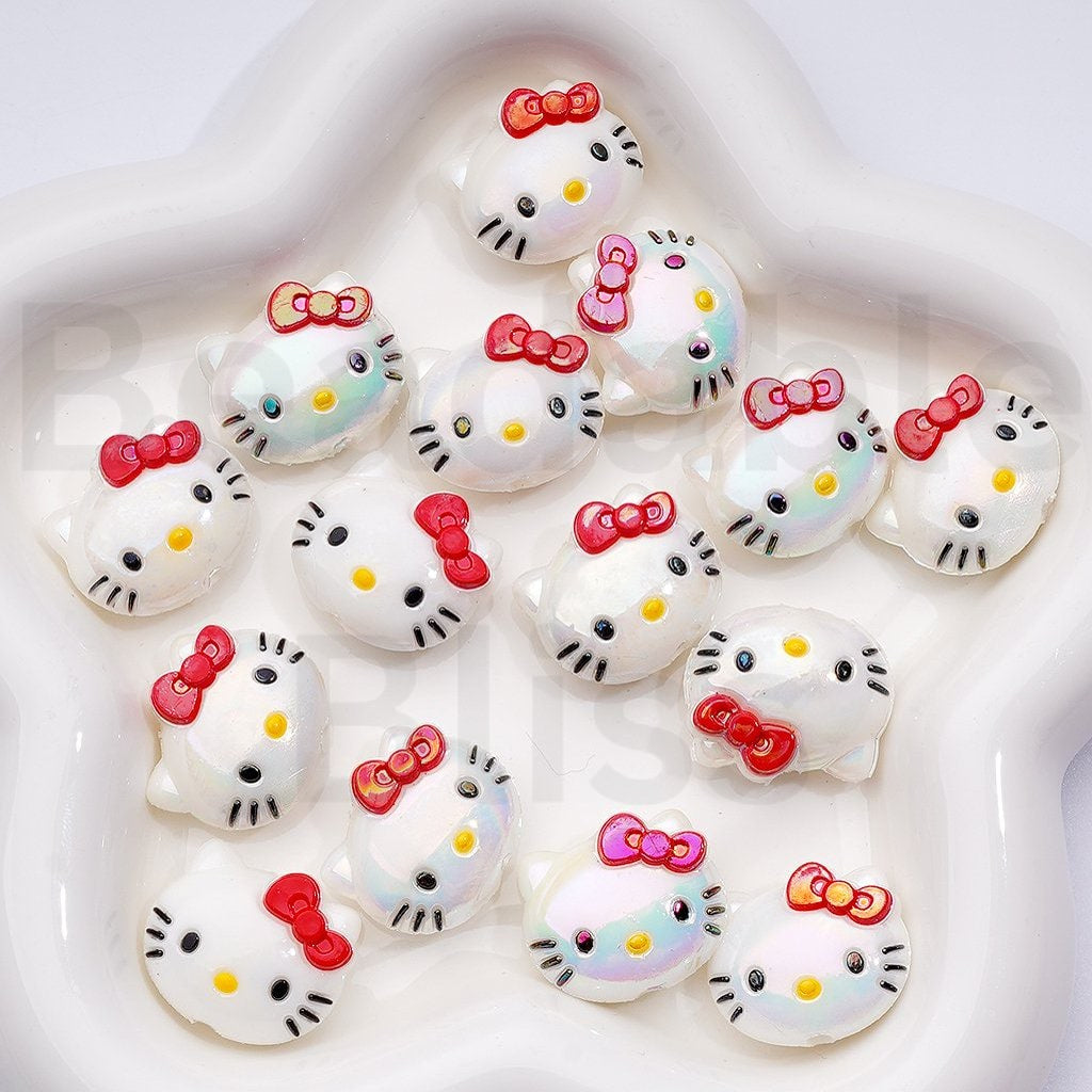 Cute Hell Kitt Soft PVC Beads, Around 18*32MM, Random Mix