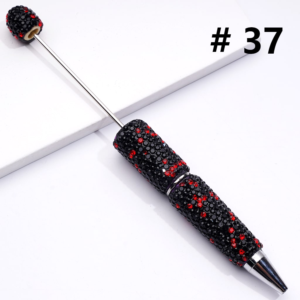 Halloween Beadable Clay Pens with Orange & Black Rhinestones Covered the Entire Pen