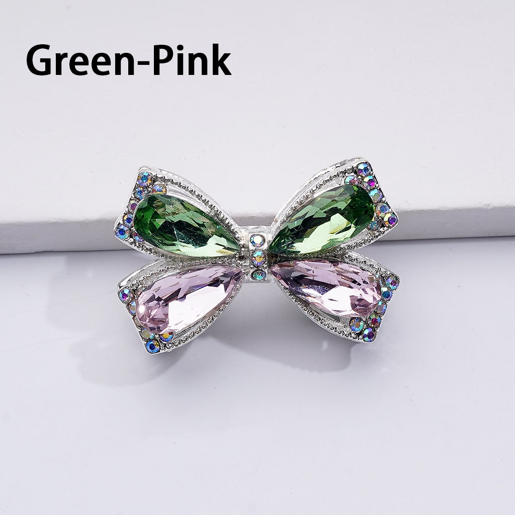 Exquisite Fancy Silver Alloy Bowknots Beads with Shiny Rhinestones, 24*38MM