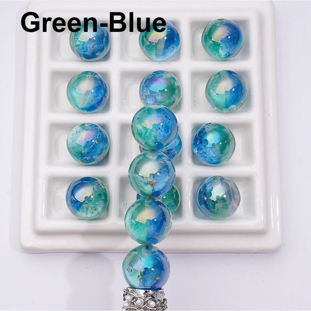Large Double Color Resin Heart Gold Foil Paper Inside Clear Round Acrylic Beads, 16MM, Random Mix