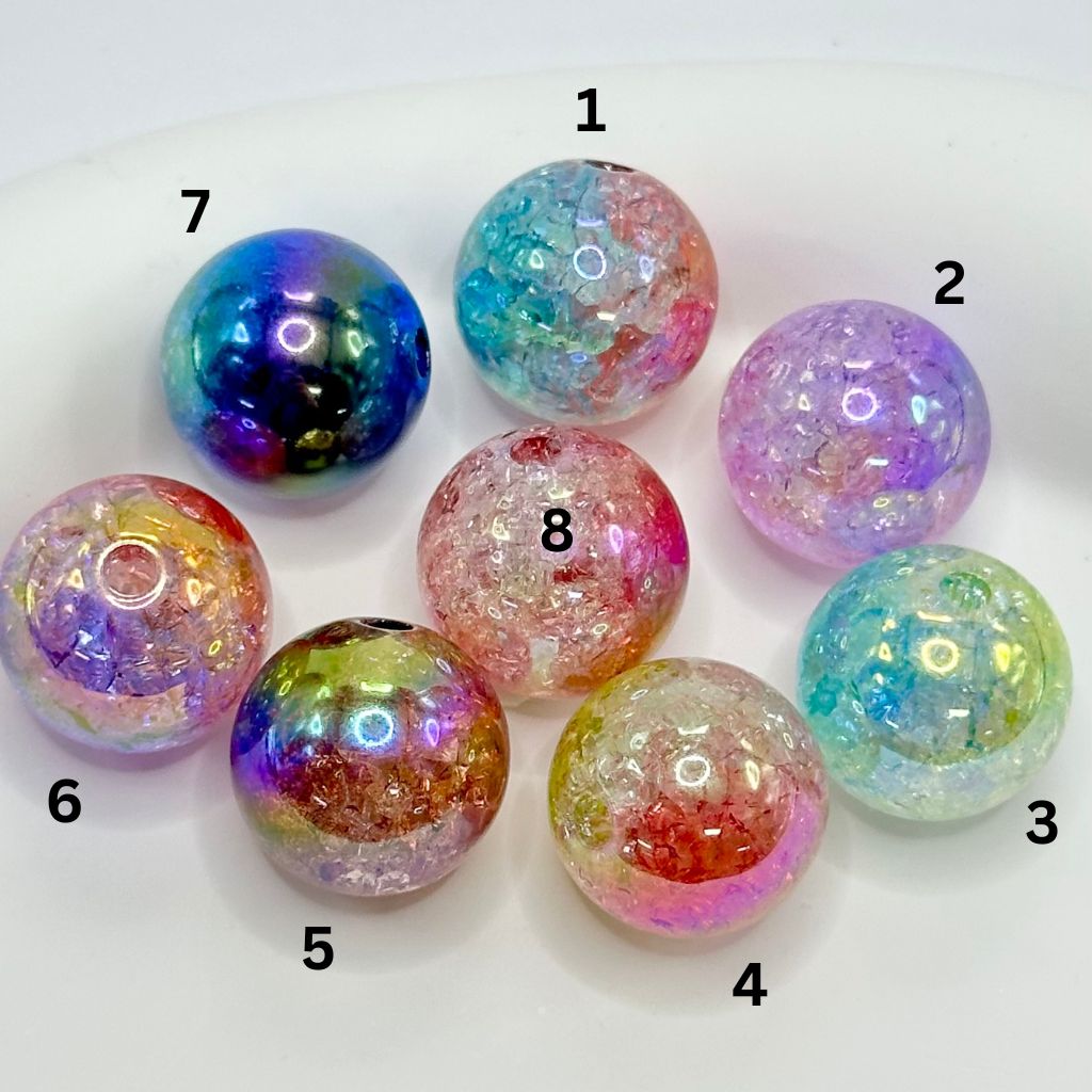 Ombre Double Color Acrylic Crackle Beads 16mm KQ