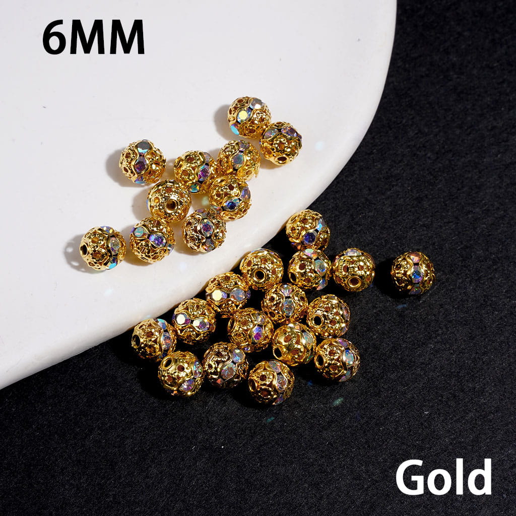 Silver Color Beads with AB Rhinestones, 6MM and 8MM (THEY DON'T FIT ON PENS)