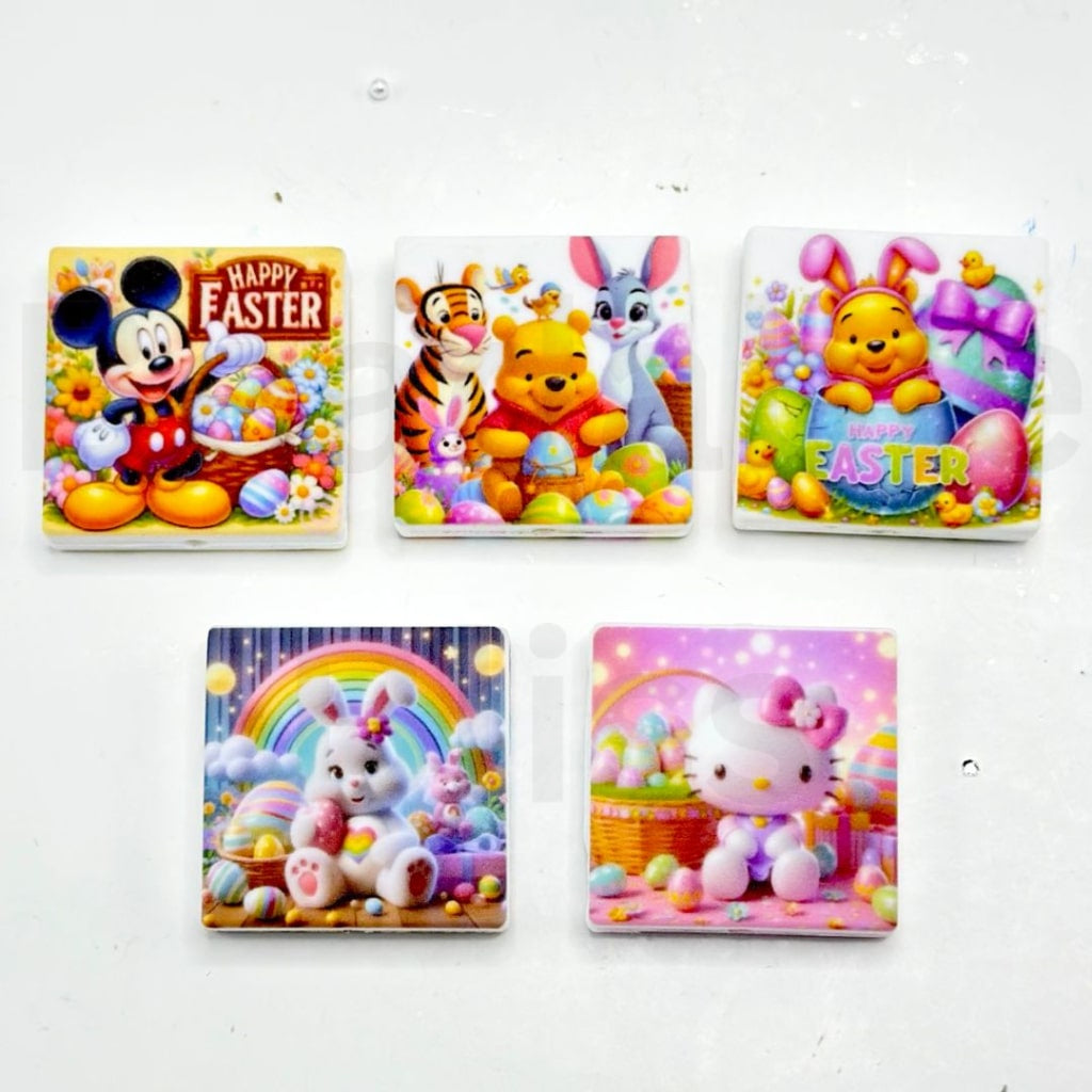 Happy Easter Classic Characters Sanri HK Micki Winni Tigge Colorful Eggs Silicone Focal Beads
