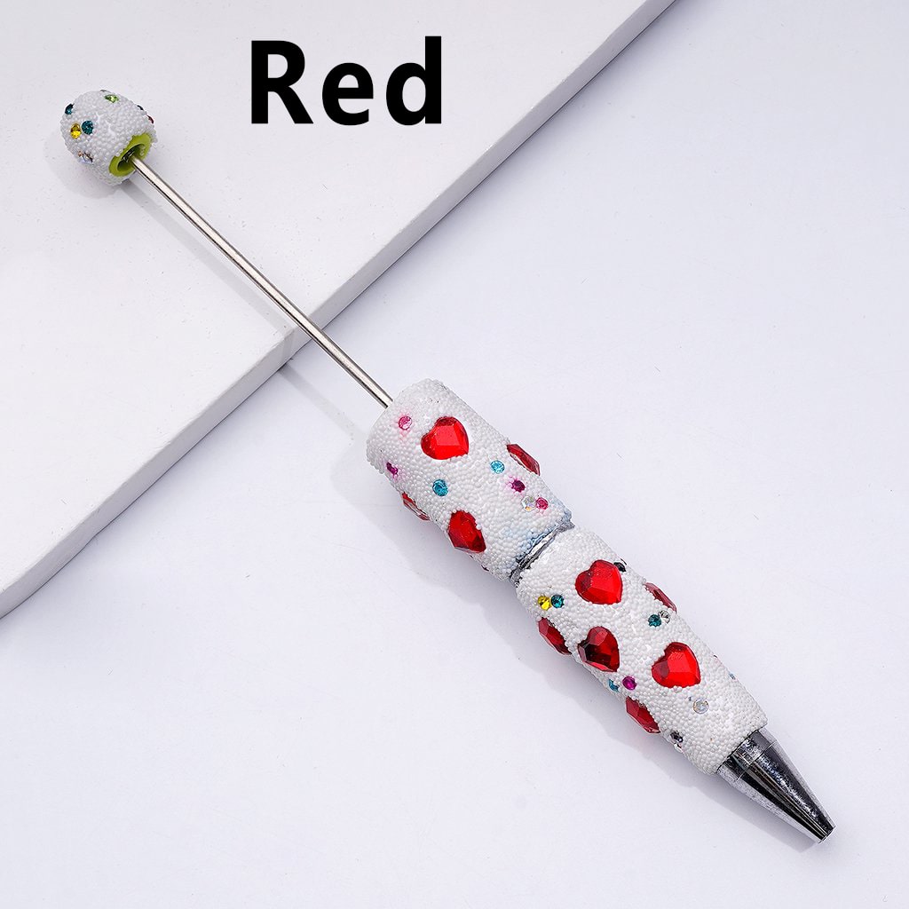 Beadable Solid Color Hearts Shiny Rhinestones Mini White Snow Balls Clay Pen