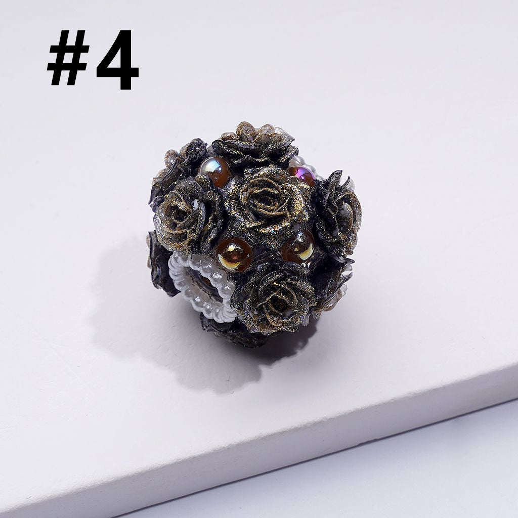Delicate Bling Bling Mini Rose Flower Cute Pearls Round Sugar Acrylic Beads, Around 22MM