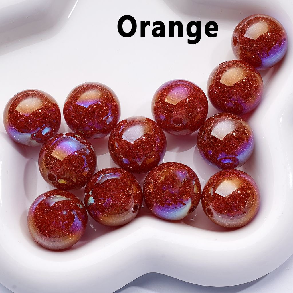 Multi-Color UV Coating Glitter Shiny Round Acrylic Beads, 20MM