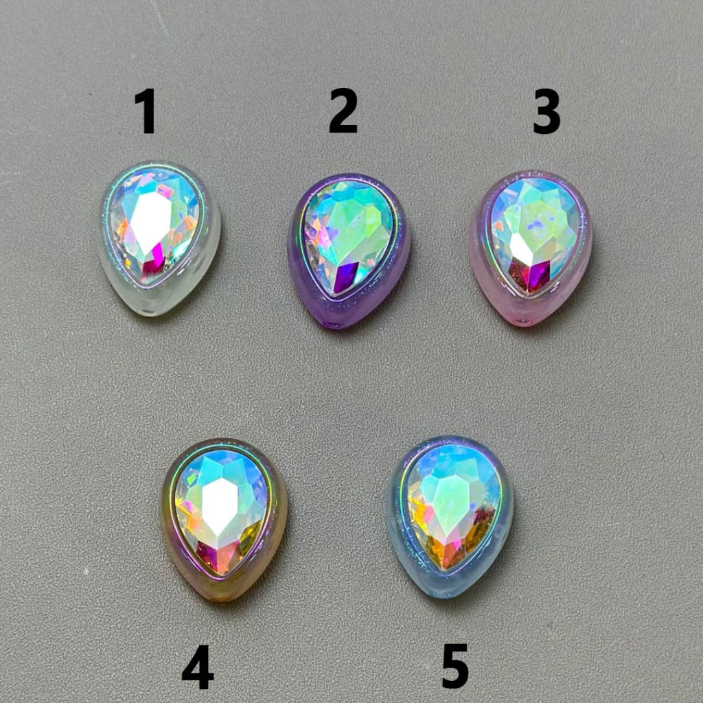 UV Finish Shiny Glittery Water Drop Acrylic Beads with Large Shiny Rhinestone, Around 23*19MM, Please Read the Description