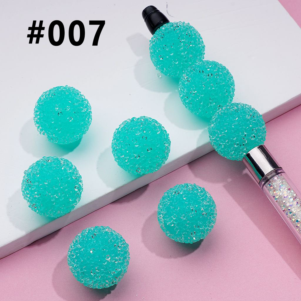 Hard Sugar Beads in Solid Colors Clear Rhinestones Candy Round 20mm