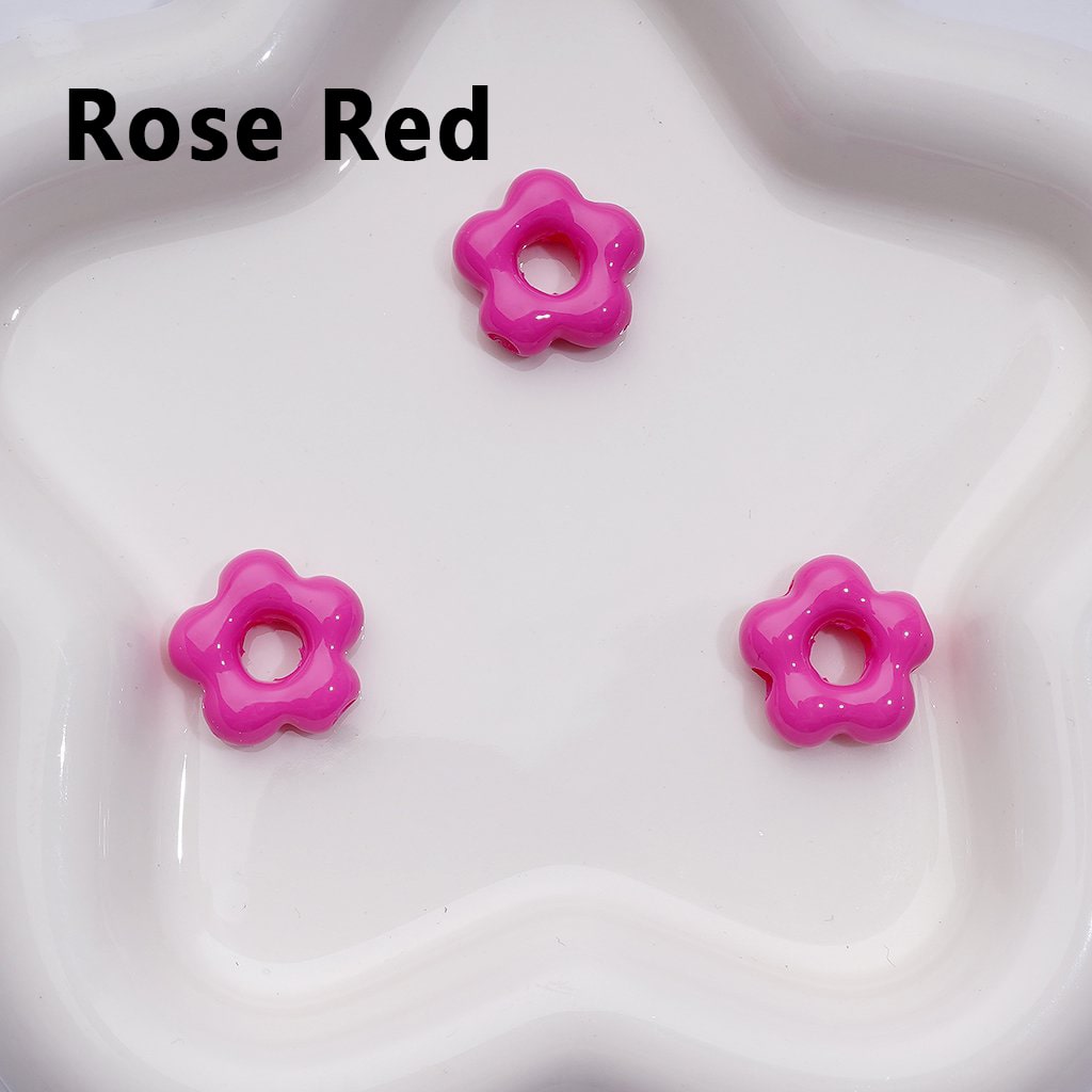 Solid Color Mini Cute Flowers with Large Hole Acrylic Beads, Around 20MM