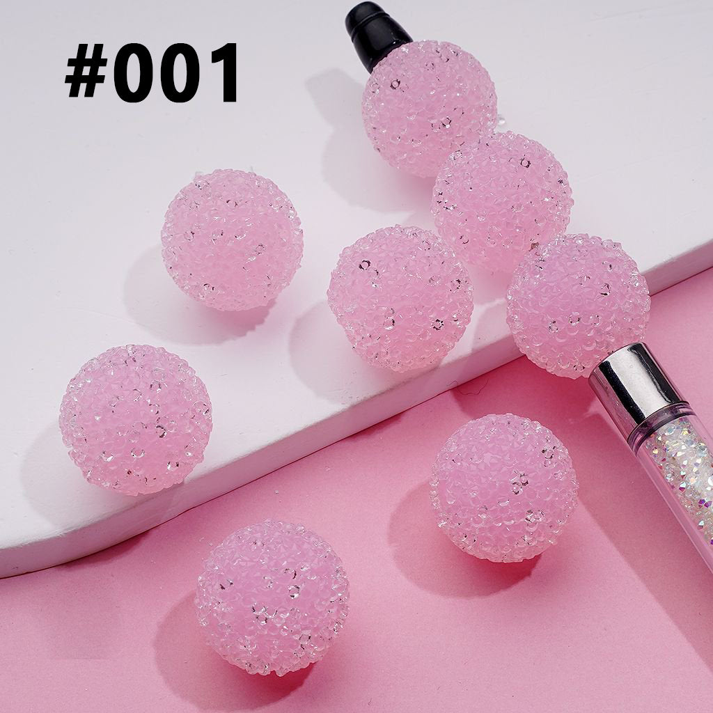 Hard Sugar Beads in Solid Colors Clear Rhinestones Candy Round 20mm