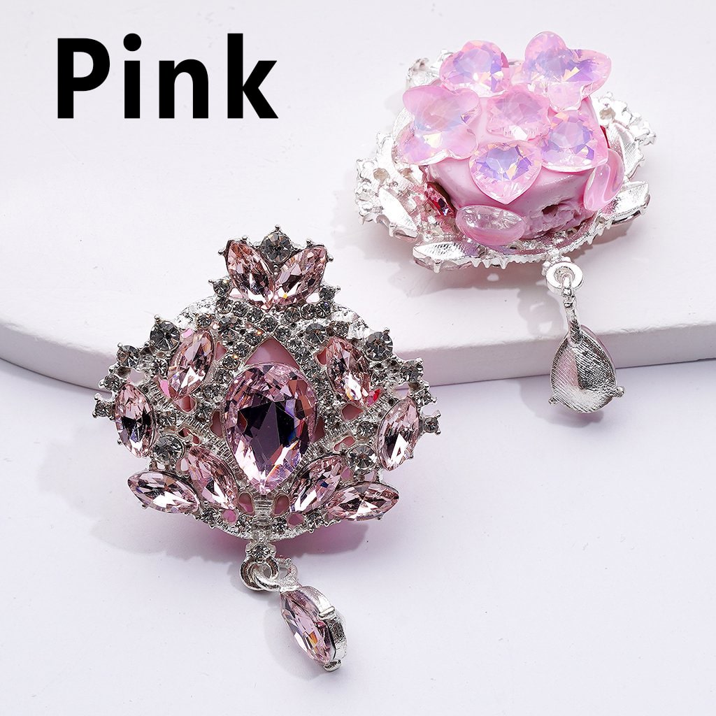 Delicate Fancy Silver Alloy Flower Bouquet with Shiny Rhinestones Pendants Cute Butterflies Hearts Snowflakes Clay Beads, Around 37*40MM