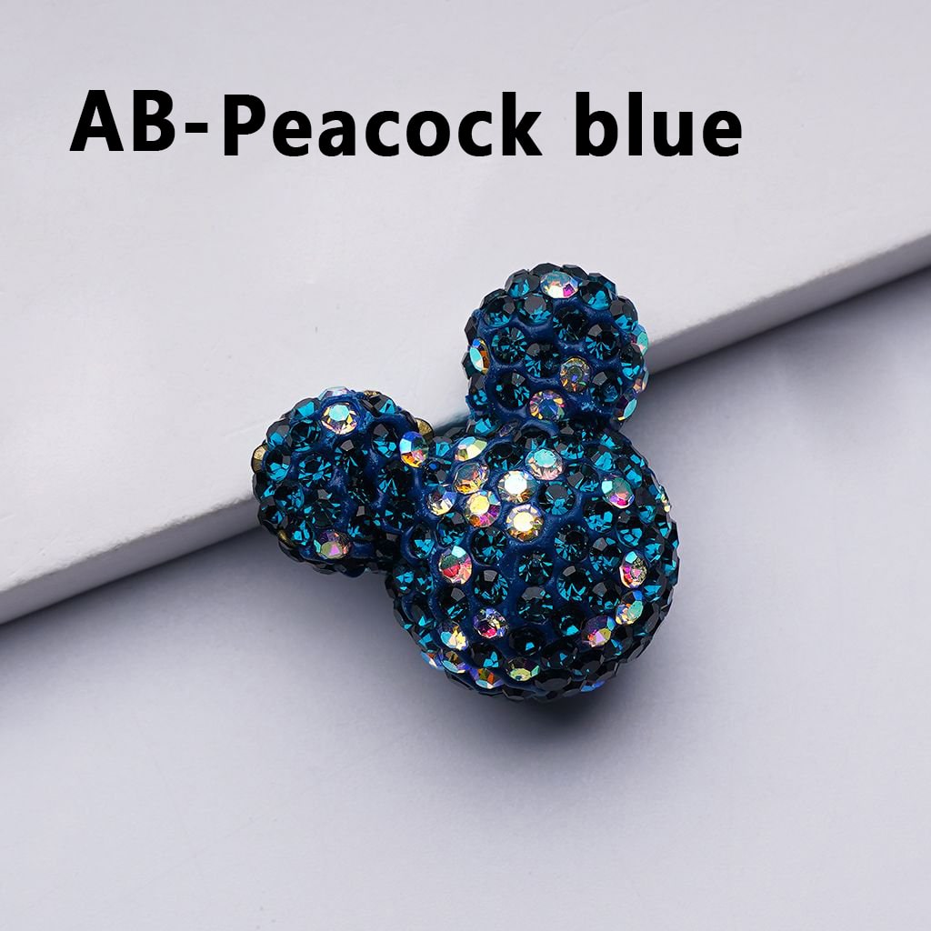Vivid Cute Micke Minni Mouse Head Clay Beads with Multi-Color & AB Rhinestones, 22*24*17MM