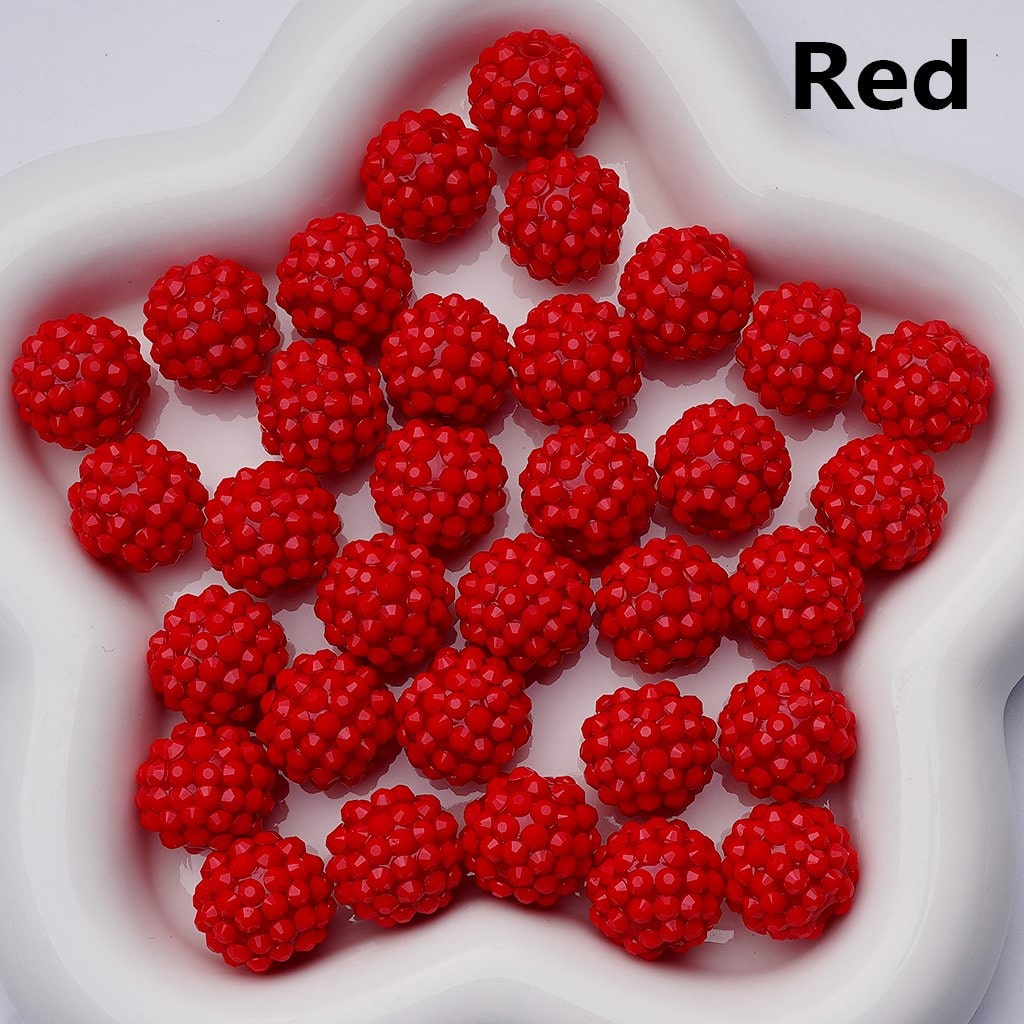 Solid Color Rhinestones Waxberry Ball Round Acrylic Beads, 16MM