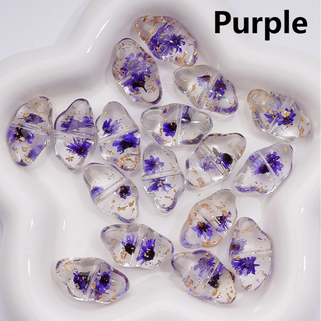 Multi-Color Dried Flowers Gold Foil Paper Inside Clear Cloud Acrylic Beads, 13*22MM (Single Color is available for 200pcs(Whole bag))