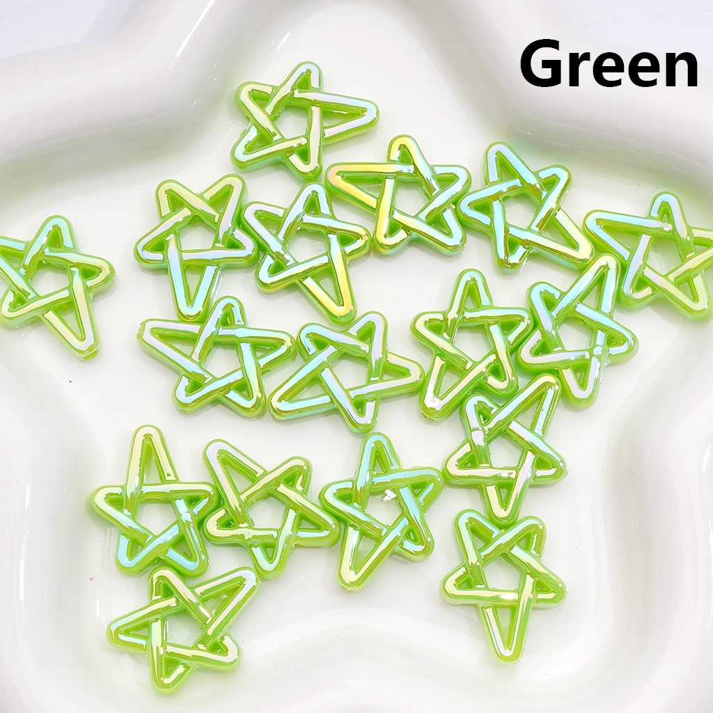 Acrylic Beads UV Coating Shiny Five-Pointed Star, Multi-Color, 19*24MM (Single Color is available for 500pcs(Whole Bag))