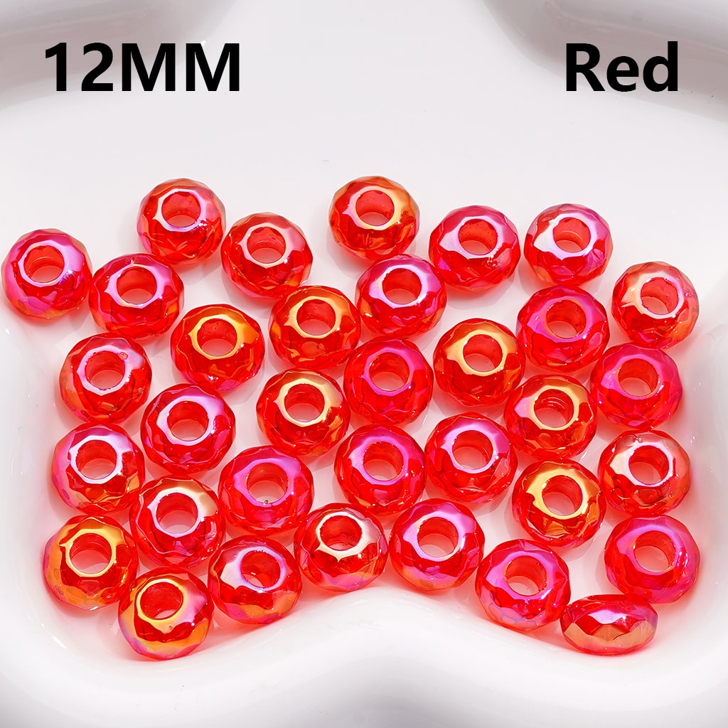 Wheel Acrylic Beads UV Coating Large Hole Multi-Color Translucent 12MM