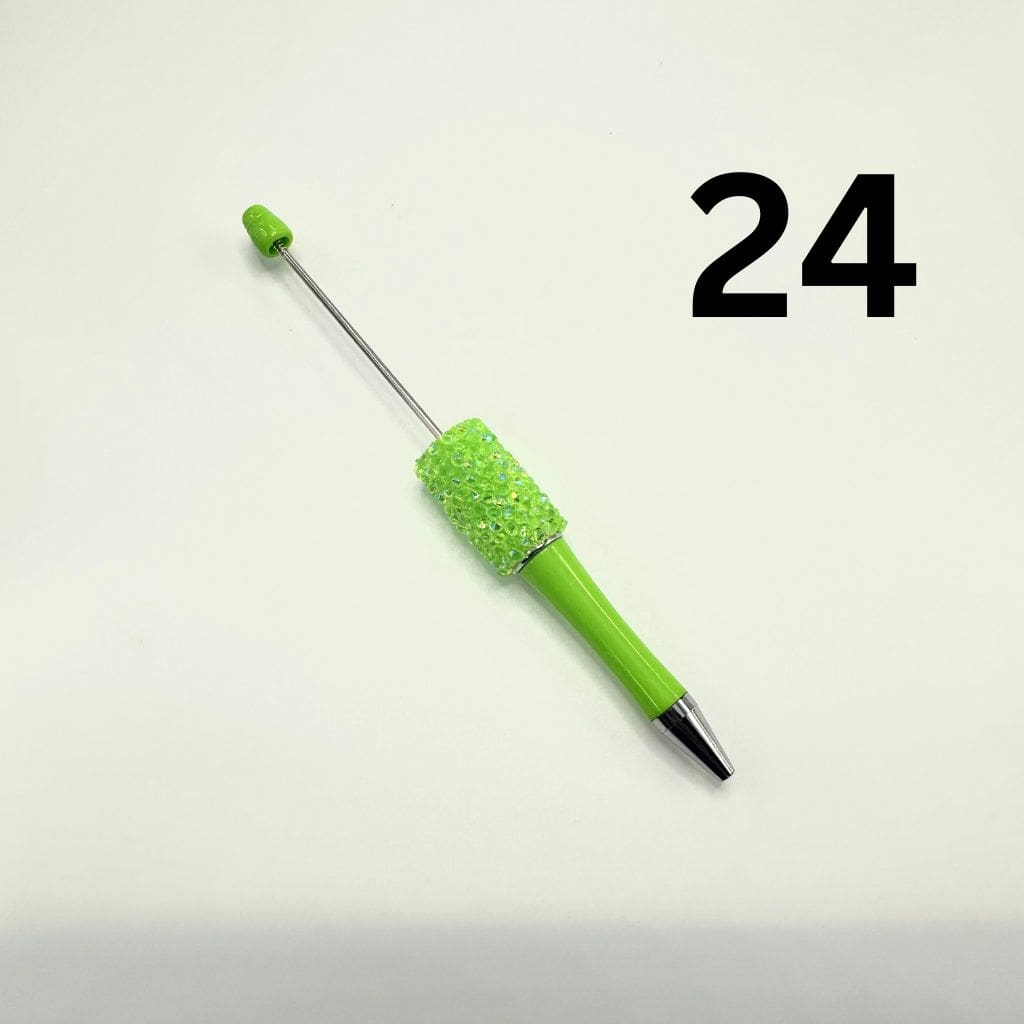 Beadable Pens with Translucent Resin Rhinestones in Solid Colors, Diamond Shape