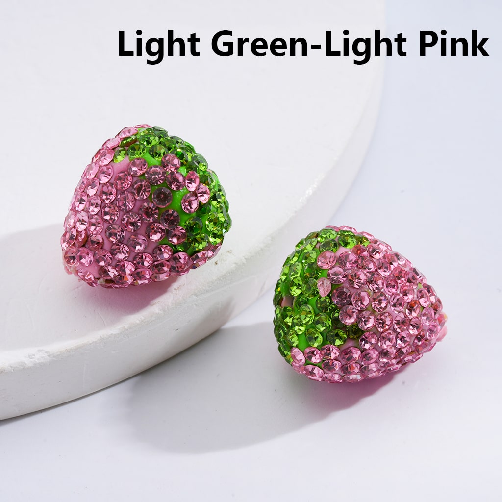 Clay Beads Strawberry Shape with Shiny Rhinestones Multi-Color 16MM